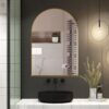Arched Recessed Medicine Cabinet, Metal Framed Bathroom Wall Cabinet With Mirror And Adjustable Shelves, Wall Mirror With Storage For Bathroom - Matte Gold - Image 3