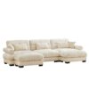 Modern U Shape Modular Sectional Sofa Couch With Movable Ottomans Convertible L Shaped With Pillows And Bolstered Armrests - Cream - Image 12