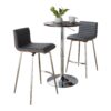 Mason - 3 Piece Swivel Mid-Century Modern Counter Height Dining Set With Adjustable Table - Chrome / Brown / Gray - Image 3