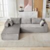 Compression Sectional Couch With Comfy Chaise, Boneless L Shape Sofa With Deep Seat, Minimalist Modular Couches Sleeper - Gray - Image 9