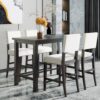 5 Piece Counter Height Dining Set, Classic Elegant Table And 4 Chairs - Espresso / Beige - Image 2