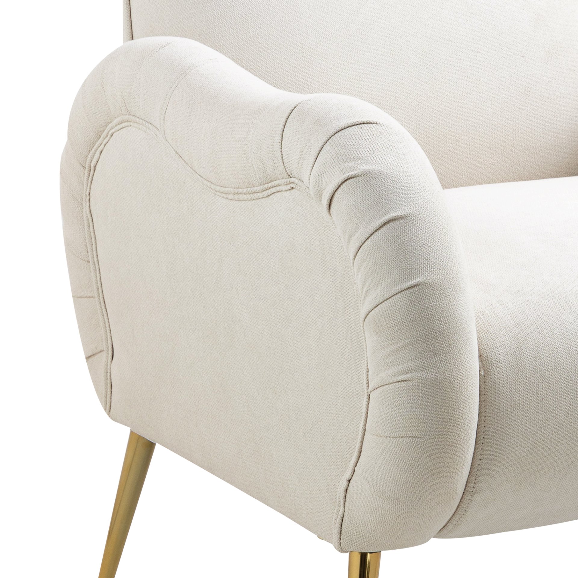 Modern Accent Chair With Snowflake Fabric And Metal Legs, Single Sofa Chair For Living Room - Beige - Image 10