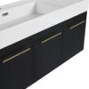 Modern Chestnut Wall Mounted Bathroom Vanity With Left Resin Sink And Storage Rack - Black Chestnut - Image 15