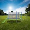 12Ft Trampoline With Slide And Swings, Astm Approved Large Recreational Trampoline With Basketball Hoop And Ladder, Outdoor Backyard Trampoline With Net, Capacity For Kids And Adults - Green / Blue - Image 5