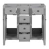 Bathroom Vanity Without Sink, Cabinet Base Only, Two Cabinets And Five Drawers, Solid Wood Frame - Gray - Image 10