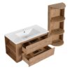 Modern 36" Wall Mounted Bathroom Vanity With Ceramic Sink And Storage Rack, 2 Soft Close Drawers - Imitative Oak - Image 15