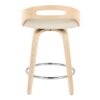 Cassis - Mid-Century Modern Fixed Height Counter Stool With Swivel With Round Footrest (Set of 2) - Natural / Cream - Image 5