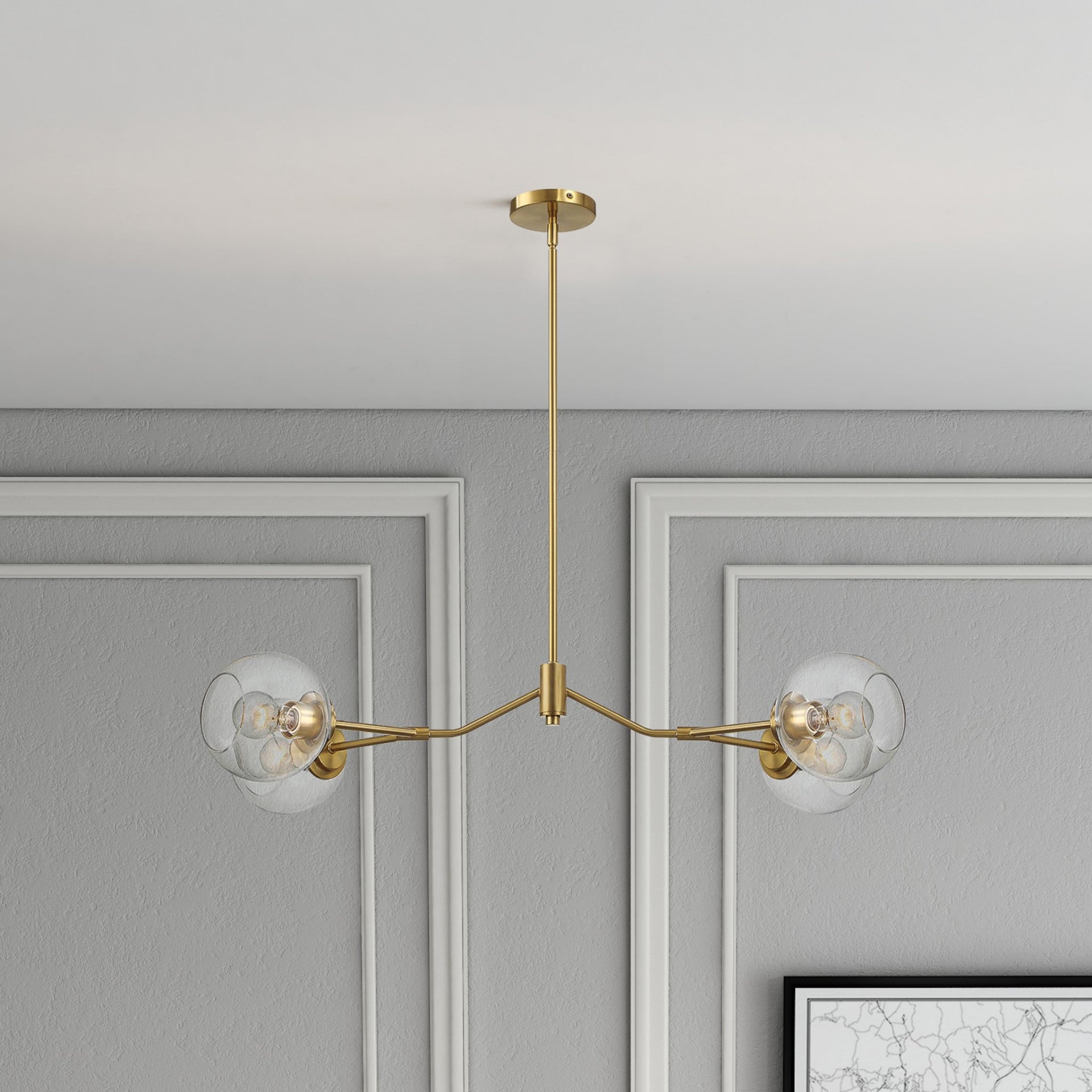 Jewel - 4 Lights Modern Farmhouse Chandelier Ceiling Hanging Light Fixture - Clear / Gold - Image 2