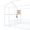 Full Size Bed House Frame With Desk, Shelves, Power Outlets And USB Ports - White - Image 9