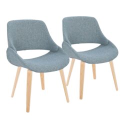 Fabrico - Mid-Century Modern Dining Chair (Set of 2) - Natural / Blue