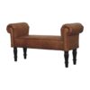 Buffalo - Leather Rolled Arms Bench - Brown - Image 2
