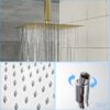 Square Rainfall Shower Head Stainless Steel, Full Body Coverage, Wall / Ceiling Mount Luxury Bathroom Fixture - Gold - Image 4