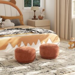 Fuji - Mushroom Footstool Ottoman - Spice Orange