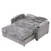 Pull Out Sofa Bed Modern Chenille Convertible Loveseat Sofa With Adjsutable Backrest, 2 Pillows, Cup Holders, USB Ports For Living Room, Apartment - Gray - Image 20