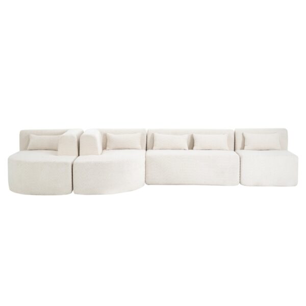 Upholstered Sofa Free Combined Sofa Couch With 2 Chaise Lounge And 5 Back Pillows For Living Room - Beige