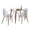 Clara - 5 Piece Mid-Century Modern Dining Set - Walnut / Clear - Image 2