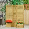 Outsunny - Freestanding Outdoor Privacy Screen, 4 Self-Draining Planters / Raised Garden Beds, 3 Hinged Panels For Hot Tub, Patio, Backyard, Deck - Natural - Image 2