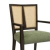 Mid Century Modern Arm Dining Chair (Set of 2) With Rattan Backrest - Dark Brown / Green - Image 9