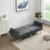 Futon Sofa Bed Convertible Folding Lounge Couch, Armrests - Dark Gray - Image 5