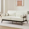 Modern Loveseat Sofa 59" Couch With Flexible USB Ports, Unique Cylindrical Armrests - Beige - Image 7