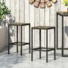 Outdoor Bar Stool With Slat Design And Metal Frame (Set of 2) - Gray / Black - Image 2