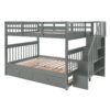 Full Over Full Stairway Bunk Bed With Twin Size Trundle, Storage And Guard Rail For Bedroom - Gray - Image 16