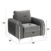 Wenona - 3 Piece Living Room Set Sofa Loveseat Chair - Gray - Image 3