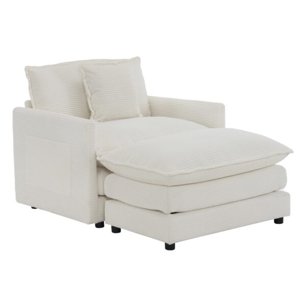 Modern Sofa Modular Sofa Couch Upholstered Corduroy, L - Shape Sectional Sofa With Side Storage Pockets For Living Room - Beige