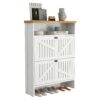 4 Layer Folding Shoe Cabinet With Metal Rounded Corners Convenient Shoe Storage - White - Image 18