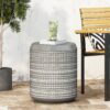 Outdoor Side Table With Cylindrical Shape - White - Image 2