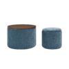 Classic Chenille Storage Ottoman Set With Drum Shaped Stool And Desktop Panel - Dark Blue - Image 14