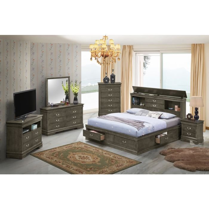 Louis Phillipe - King Storage Bed - Gray - Image 2