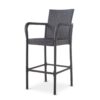 Outdoor Wicker Barstools Faux Rattan Iron Frame (Set of 2) - Gray - Image 5