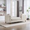 Wide Modern Double Sided Upholstered Chaise Lounge, Sleeper Sofa - Beige - Image 8