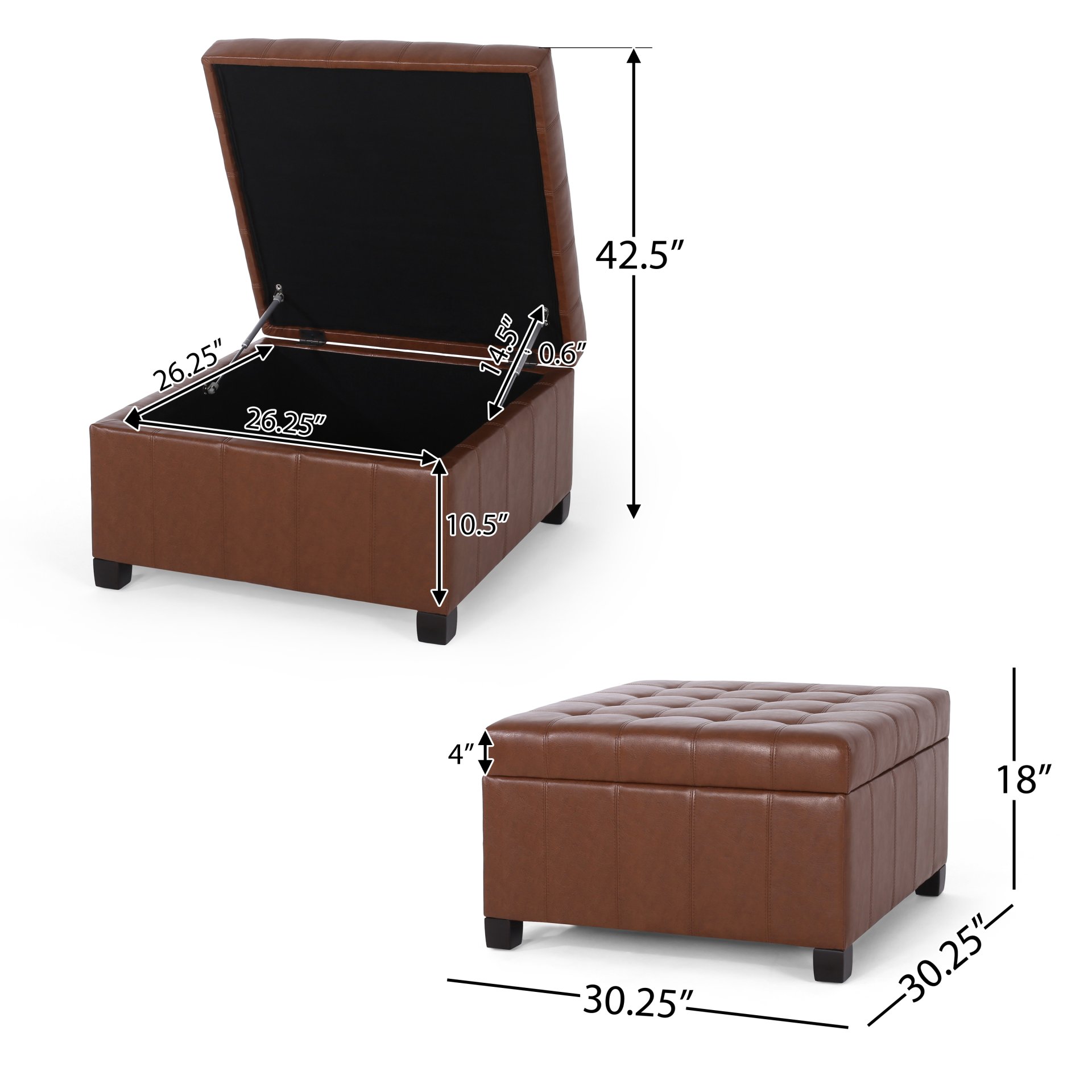 Storage Ottoman For Living Room, Bedroom - Light Brown - Image 3