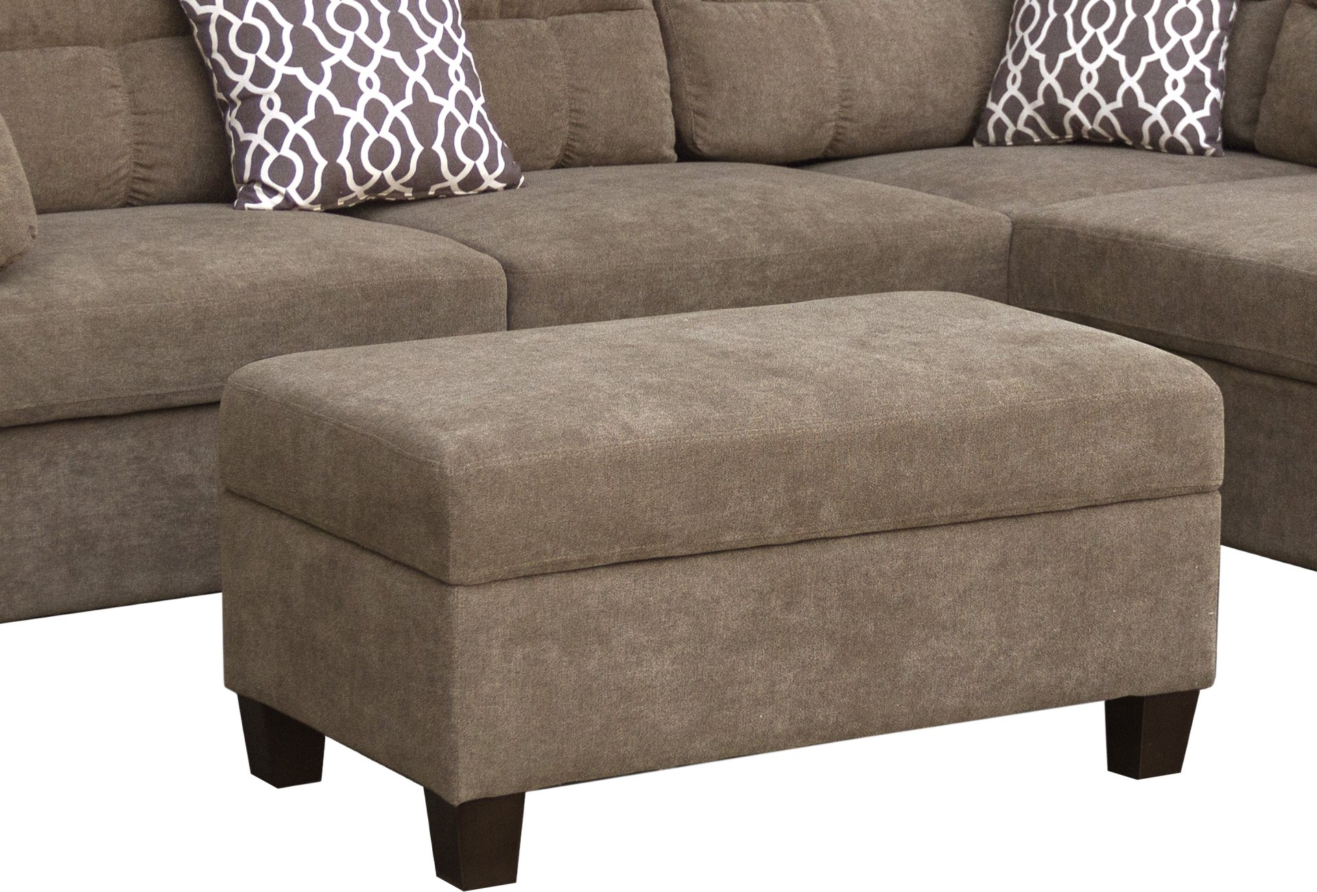 Diego - Sectional Sofa With Right Facing Chaise Storage Ottoman And 2 Accent Pillows - Brown - Image 4