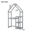 House-Shaped Wooden Writing Desk, Kids Study Table, Bookshelf & Toy Storage - Gray - Image 9
