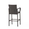 Outdoor Rattan Wicker Bar Chair With Metal Frame - Brown - Image 8
