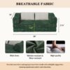 Convertible Couch Bed With 2 Pillows, 3 Seat Folding Floor Couch & King Size Bed Mattress, Diy Combination - Green - Image 11