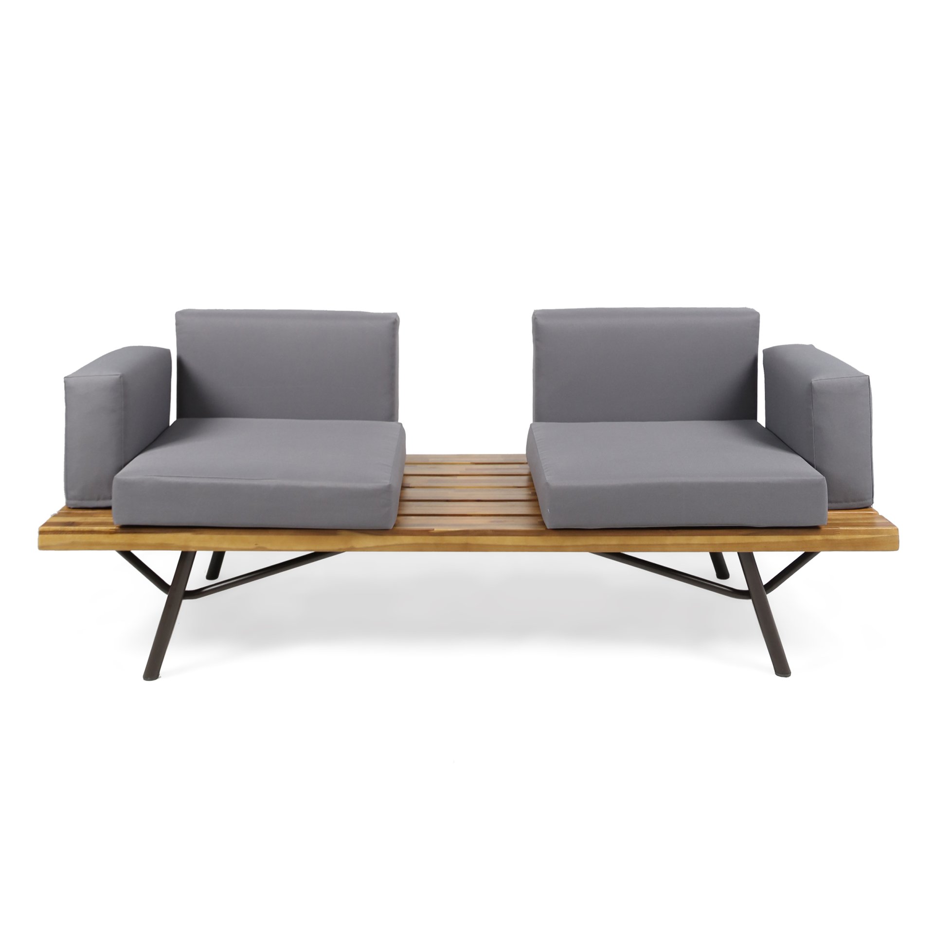 Outdoor Sofa With Cushions And Iron Legs - Dark Gray - Image 4