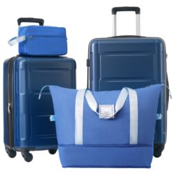 2 Piece Luggage Set With Bags Expanable Spinner Wheels ABS Lightweight Suitcase With Tsa Lock 20" / 24" - Blue