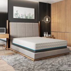 Copper Lux - 14" California King Plush Memory Foam Mattress With Phase Change Cooling Fabric - White / Gray