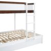 Full Over Full Bunk Bed With Twin Size Trundle, Storage And Desk - White / Walnut - Image 16