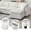 Modern Modular Cloud Sofa Bed, 6 Seat Chenille Sectional Couch Set With Ottoman, Free Combination, Convertible U Shaped Sleeper Sofa - Beige - Image 19