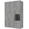 2 Doors Wardrobe Storage For Bedroom With Shelves And 3 Drawers - Gray - Image 3