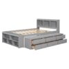 Full Bed With Bookcase Headboard, Under Bed Storage Drawers And Bed End Storage Case - Gray - Image 10