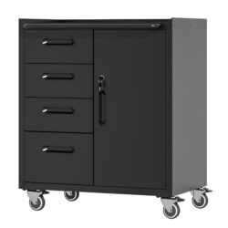 Sturdy Metal Tool Storage Cabinet With Wheels Heavy Duty Garage And Office Organizer, Steel - Brushed Nickel