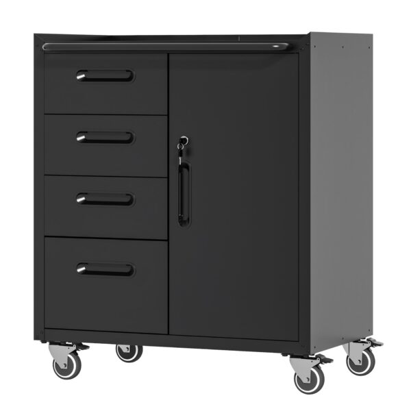 Sturdy Metal Tool Storage Cabinet With Wheels Heavy Duty Garage And Office Organizer, Steel - Brushed Nickel