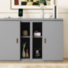 Full Size Murphy Bed With Shelves, Cabinets And USB Ports - Gray - Image 16