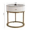 Modern Nightstand With Drawer, Marble Round End Table - White - Image 3